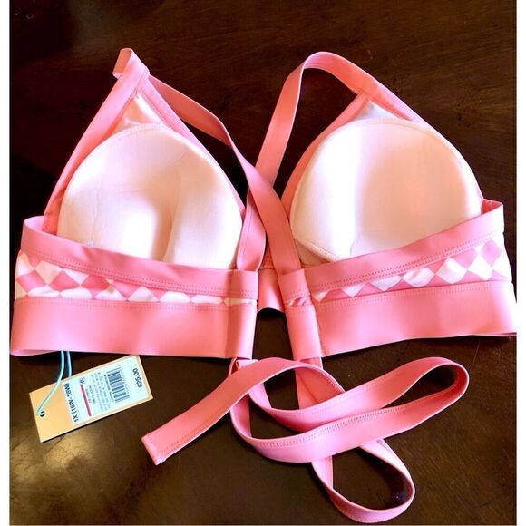KONA SOL - NWT - L Sz 1X (16W - 18W) Halter Triangle Bikini Top in Pink & Peach - Picture 14 of 16